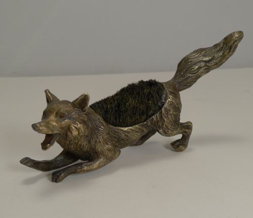 Magnificent Figural Austrian Bronze Pen / Nib Wipe - Fox C.1900