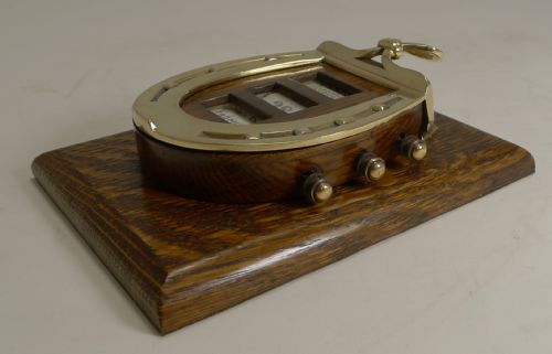 fig 1. Rare Antique English Equestrian Desk Letter Clip - Horseshoe Perpetual Calendar.