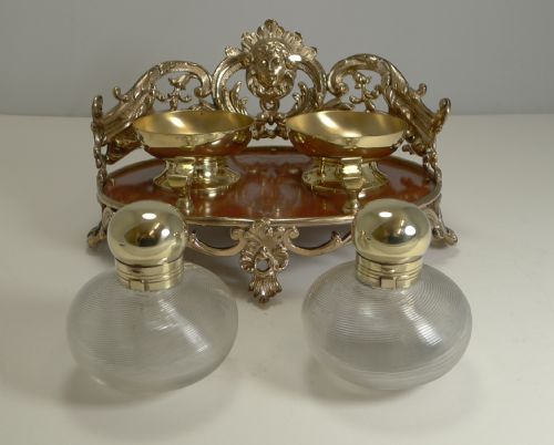 SMART AND UNUSUAL ANTIQUE ENGLISH INKSTAND INKWELL C1870 - ADDITIONAL PHOTO 4