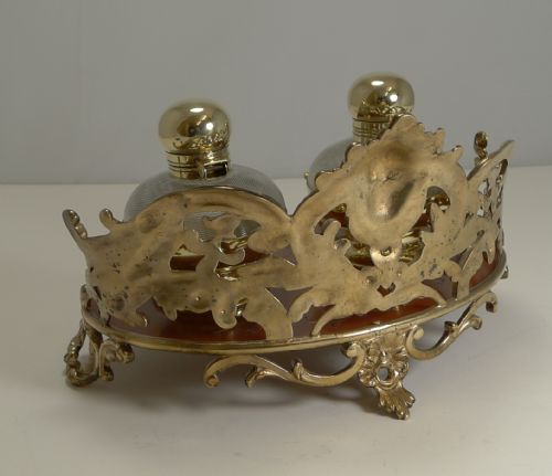 SMART AND UNUSUAL ANTIQUE ENGLISH INKSTAND INKWELL C1870 - ADDITIONAL PHOTO 8
