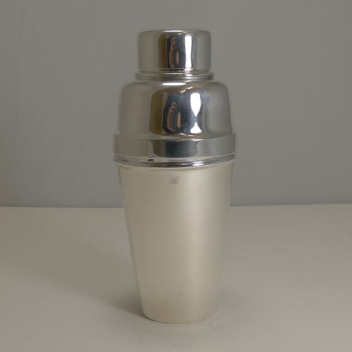 Vintage English Silver Plated Cocktail Shaker with Lemon Squeezer C.1930