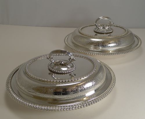 Handsome Pair of Elkington Silver Plated Entree / Serving Dishes - 1884