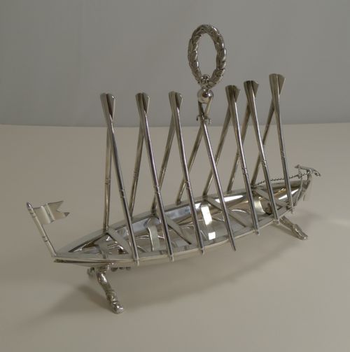 Rare Antique Novelty Toast Rack - Rowing Gig by Benetfink, London C.1880
