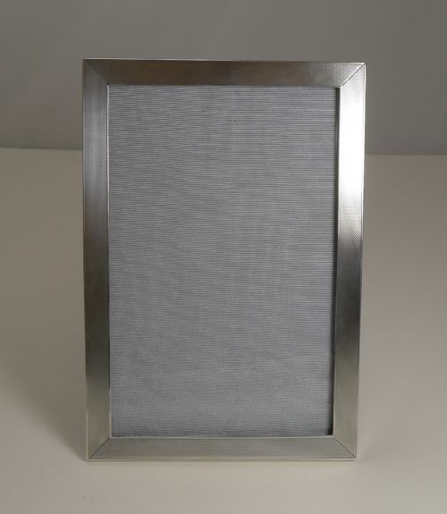 Art Deco Engine Turned Sterling Silver Picture Frame by Mappin and Webb