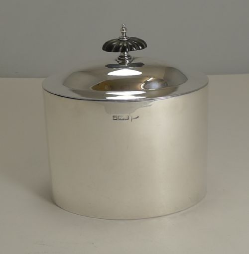 Large Antique English Sterling Silver Tea Caddy by Walker and Hall - 1905