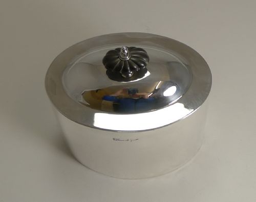 fig 1. Large Antique English Sterling Silver Tea Caddy by Walker and Hall - 1905