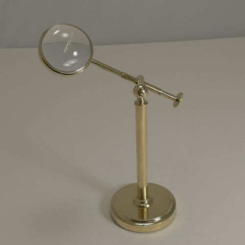 Antique English Adjustable Bulls Eye Desk-top Magnifying Glass C.1900