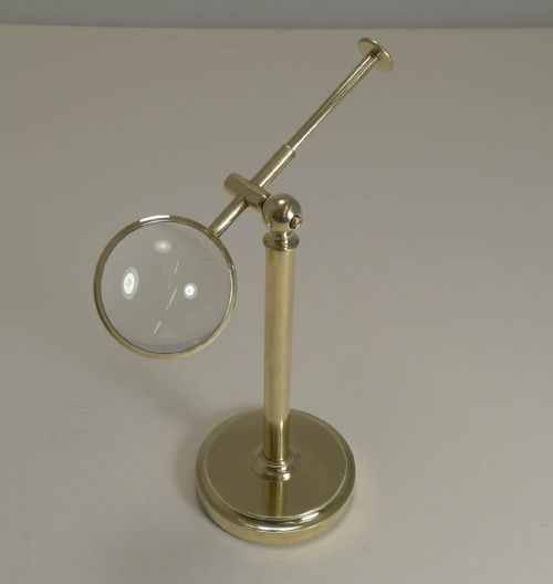 fig 1. Antique English Adjustable Bulls Eye Desk-Top Magnifying Glass c.1900
