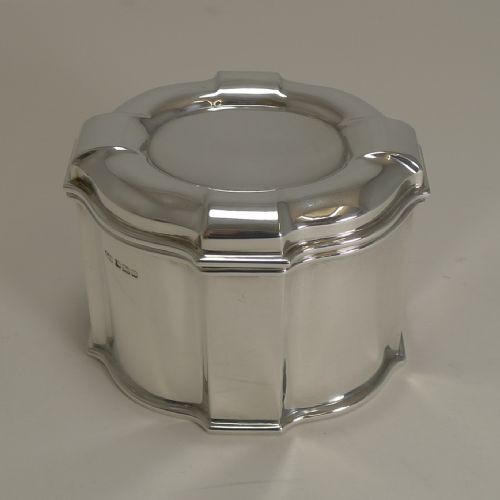 Unusual Antique English Sterling Silver Tea Caddy / Box - 1917