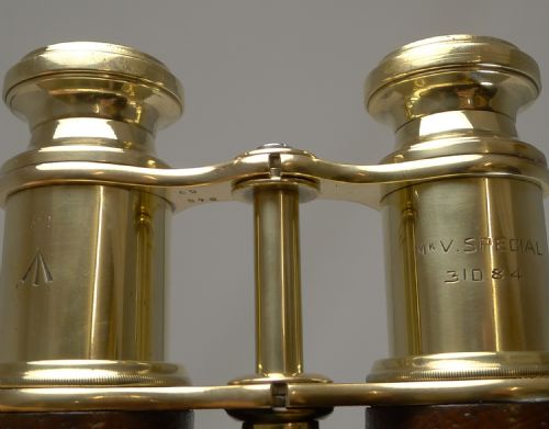 fig 1. WW1 Issued Antique French Binoculars Signed L. Petit, Paris