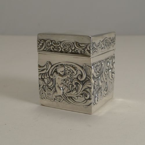 Miniature Antique English Sterling Silver Playing Card Box - 1899