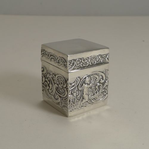 fig 1. Miniature Antique English Sterling Silver Playing Card Box - 1899
