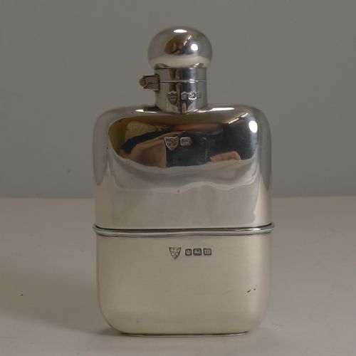 Small Antique English Sterling Silver Hip / Liquor Flask - 1904