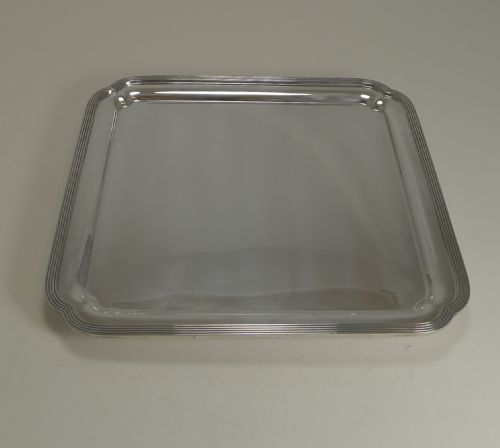 Smart English Art Deco Silver Plated Square Salver / Tray by Elkington - 1938