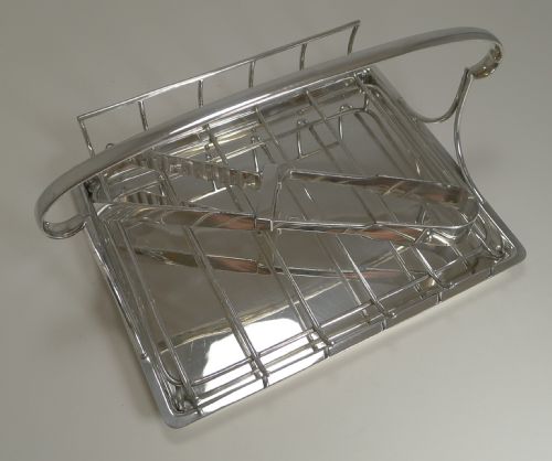 ANTIQUE ENGLISH SILVER PLATED ASPARAGUS SERVING DISH C1910 BY MAPPIN AND WEBB - ADDITIONAL PHOTO 3