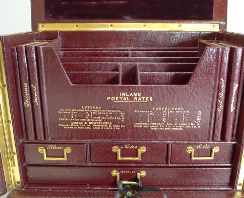 fig 2. Magnificent Antique English Leather Stationery Cabinet by Thornhill, Bond St c.1900