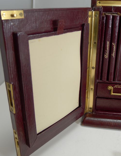 fig 5. Magnificent Antique English Leather Stationery Cabinet by Thornhill, Bond St c.1900