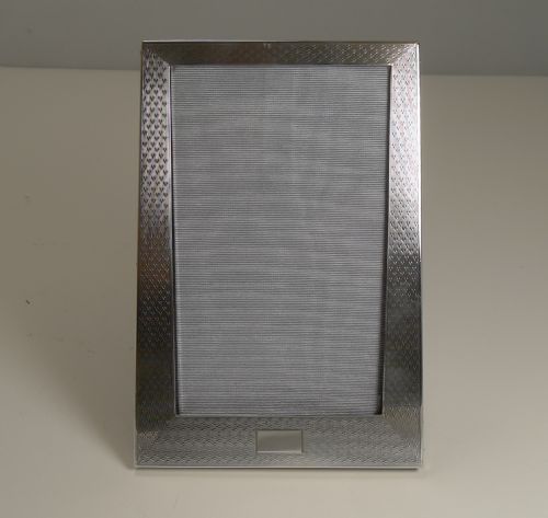English Sterling Silver Art Deco Photograph / Picture Frame - Engine Turned