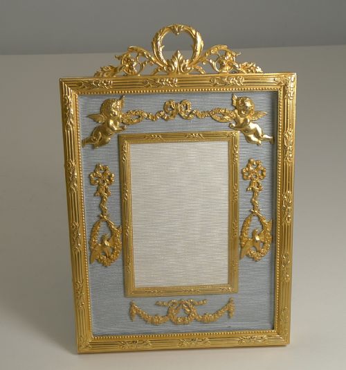 Antique French Gilded Bronze Photograph / Picture Frame C.1900 - Cherubs