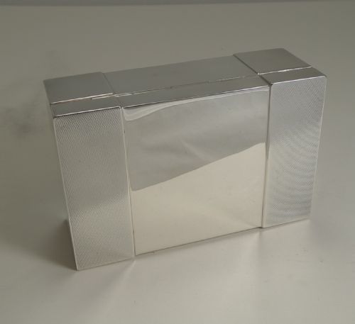 fig 1. Vintage English Art Deco Sterling Silver Box - 1932 by Goldsmiths and Silversmiths Co.