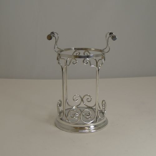 Antique English Silver Plated Wine Bottle Caddy / Holder C.1900 by James Dixon