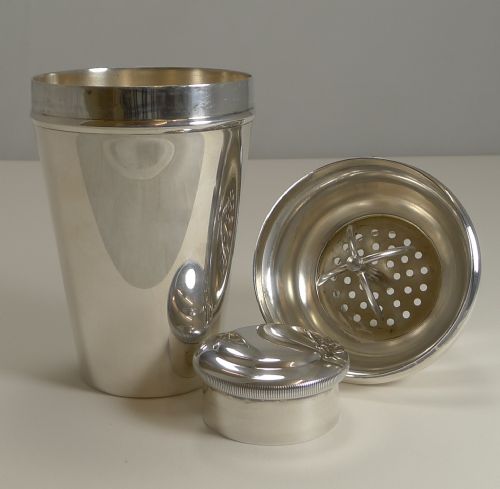 Vintage Art Deco Cocktail Shaker with Integral Ice Crusher by William Sturtcliffe and Sons C.1930