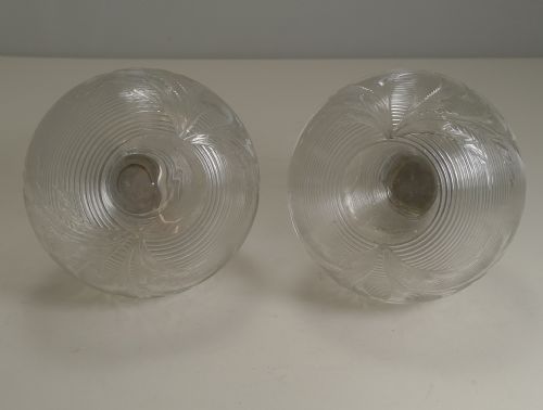 fig 3. Finest Pair Antique English Silver Topped Perfume Bottles by Asprey, London