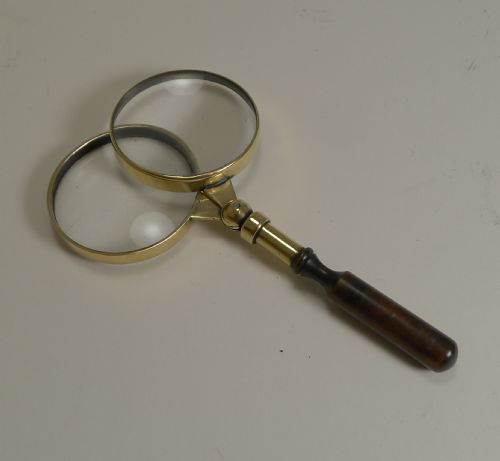 Unusual Antique English Double Lens Magnifying Glass C.1890