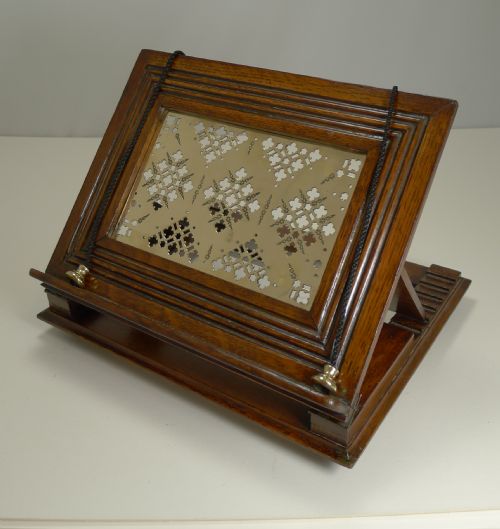 Antique English Oak & Brass Book Rest / Lectern C.1880