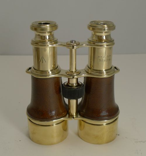 fig 1. WW1 Issued Antique French Binoculars Signed L. Petit, Paris