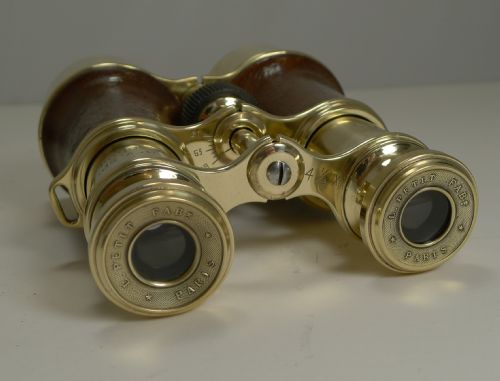 fig 2. WW1 Issued Antique French Binoculars Signed L. Petit, Paris