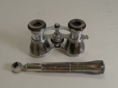 Antique French Lemaire Opera Glasses with Detachable Lorgnette Handle C.1900