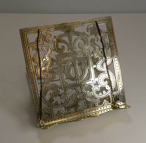 Antique English Brass Book Stand / Lectern C.1880 by William Tonk and Sons