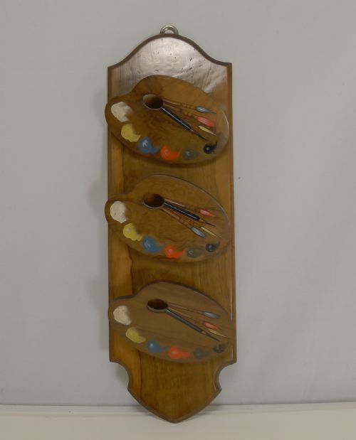 Antique English Olivewood Letter / Note Tidy - Artist's Palettes C.1900