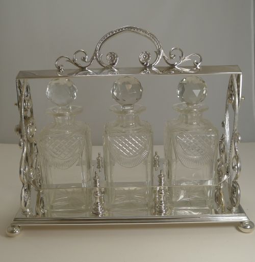 Magnificent Large Antique English Tantalus by Deykin and Harrison C.1900