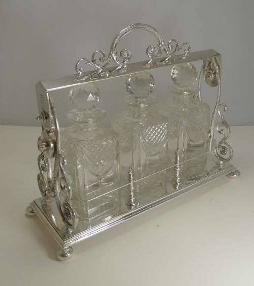 fig 1. Magnificent Large Antique English Tantalus by Deykin and Harrison c.1900