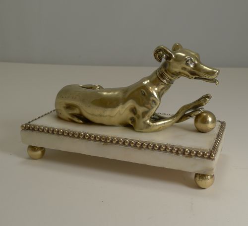fig 1. Antique English Figural Desk / Paper / Note Clip - Dog / Greyhound c.1860