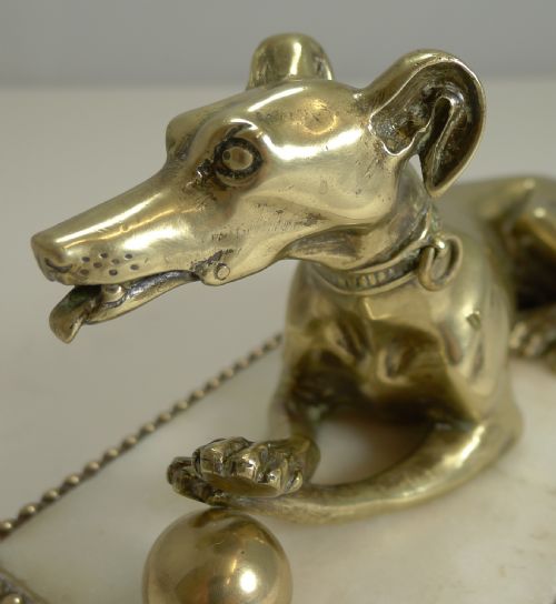 fig 2. Antique English Figural Desk / Paper / Note Clip - Dog / Greyhound c.1860