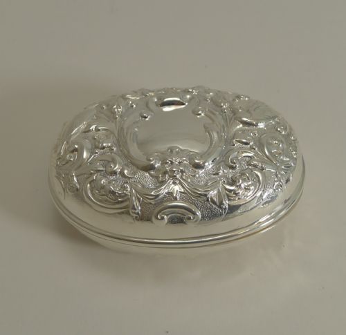 Antique English Sterling Silver Travel Soap Box by William Comyns