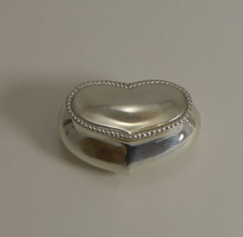 Antique English Sterling Silver Heart Pill Box - 1902