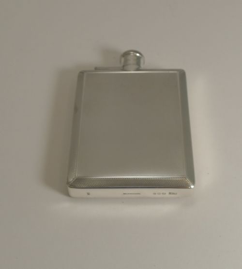 fig 2. Smart English Art Deco Sterling Silver Hip Flask by Mappin and Webb