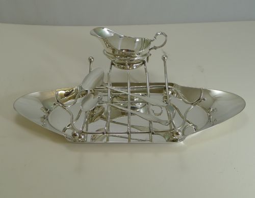 Antique English Asparagus Serving Set by Hukin and Heath C.1900