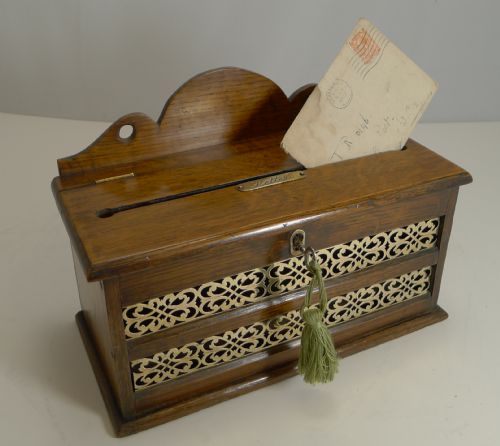 fig 1. Antique English Oak & Brass Letters Box c.1890
