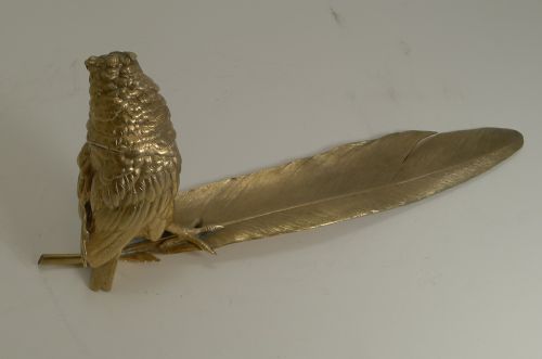 GRAND GILDED AUSTRIAN BRONZE INKWELL PEN REST SIGNED BERGMANN - ADDITIONAL PHOTO 2