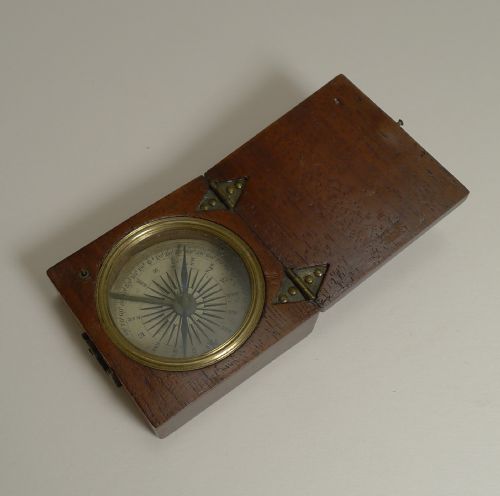 fig 1. Small English Georgian Pocket Compass c.1800 In Mahogany Case