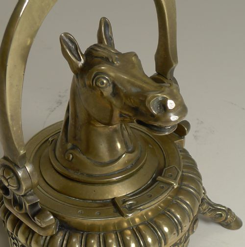 MAGNIFICENT ANTIQUE ENGLISH NOVELTY EQUESTRIAN INKWELL HORSE C1880 - ADDITIONAL PHOTO 2