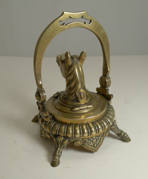 MAGNIFICENT ANTIQUE ENGLISH NOVELTY EQUESTRIAN INKWELL HORSE C1880 - ADDITIONAL PHOTO 5