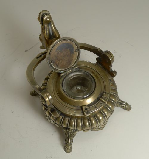 MAGNIFICENT ANTIQUE ENGLISH NOVELTY EQUESTRIAN INKWELL HORSE C1880 - ADDITIONAL PHOTO 7