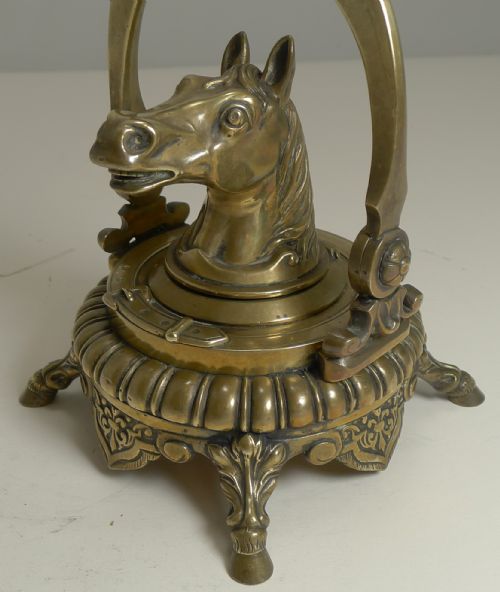 MAGNIFICENT ANTIQUE ENGLISH NOVELTY EQUESTRIAN INKWELL HORSE C1880 - ADDITIONAL PHOTO 8