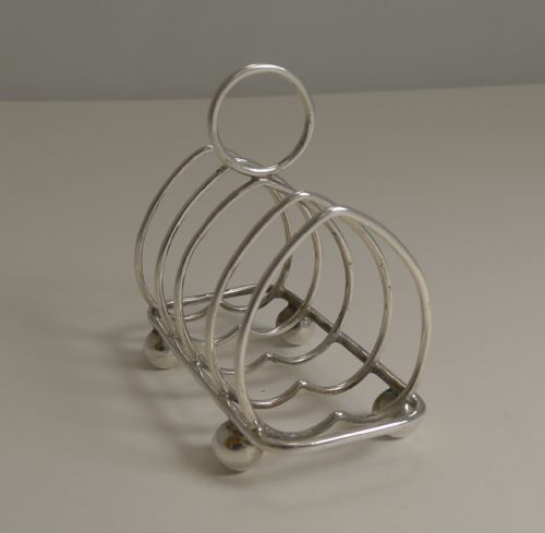 Antique English Sterling Silver Heart Toast Rack - 1912 by Walker and Hall